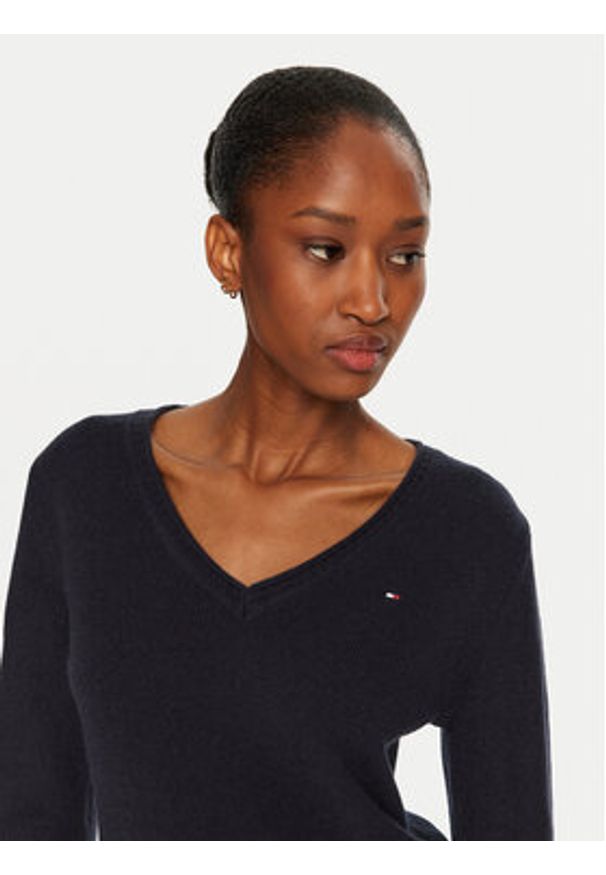 TOMMY HILFIGER - Tommy Hilfiger Sweter WW0WW43505 Granatowy Regular Fit. Kolor: niebieski. Materiał: wełna