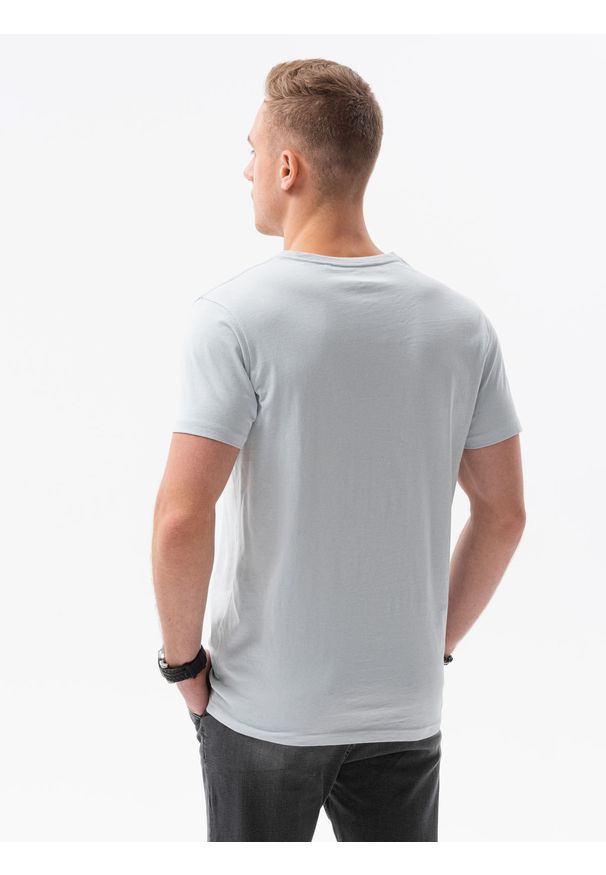 Ombre Clothing - T-shirt męski z nadrukiem S1434 V-13B - niebieski - XXL. Kolor: niebieski. Materiał: bawełna. Wzór: nadruk. Styl: klasyczny