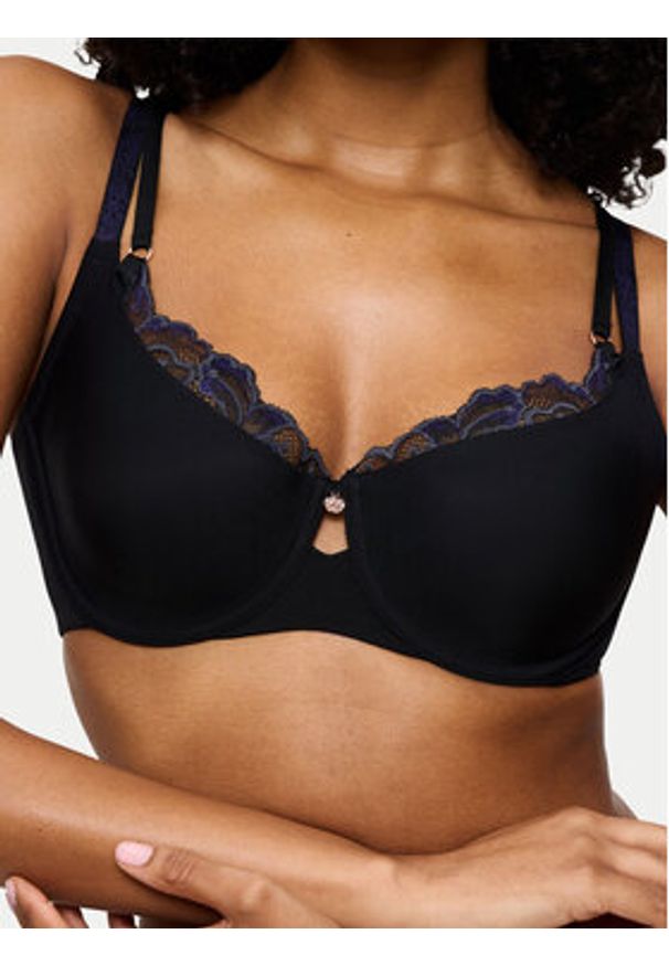 Triumph Biustonosz z fiszbiną Wild Gardenia Florale 10224872 Czarny. Kolor: czarny. Materiał: lyocell