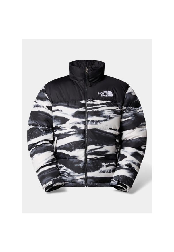 Kurtka Puchowa Męska The North Face M 1996 Retro Nuptse Print. Kolor: czarny, biały, wielokolorowy. Materiał: puch. Wzór: nadruk. Sport: turystyka piesza