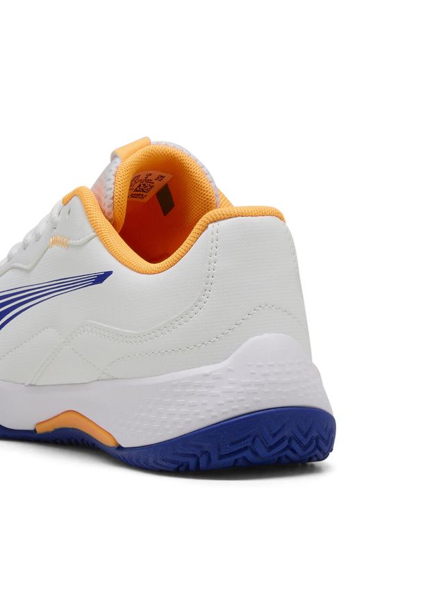 Puma - Młodzieżowe buty do padla NOVA Smash PUMA White Vivid Blue Safe Lake Heat Fire. Okazja: na co dzień. Kolor: niebieski, wielokolorowy, biały. Materiał: guma, syntetyk, tkanina, materiał