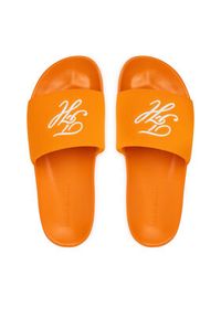 TOMMY HILFIGER - Tommy Hilfiger Klapki Logo Embroidery CanvasFM0FM05858 Pomarańczowy. Kolor: pomarańczowy. Materiał: materiał #2