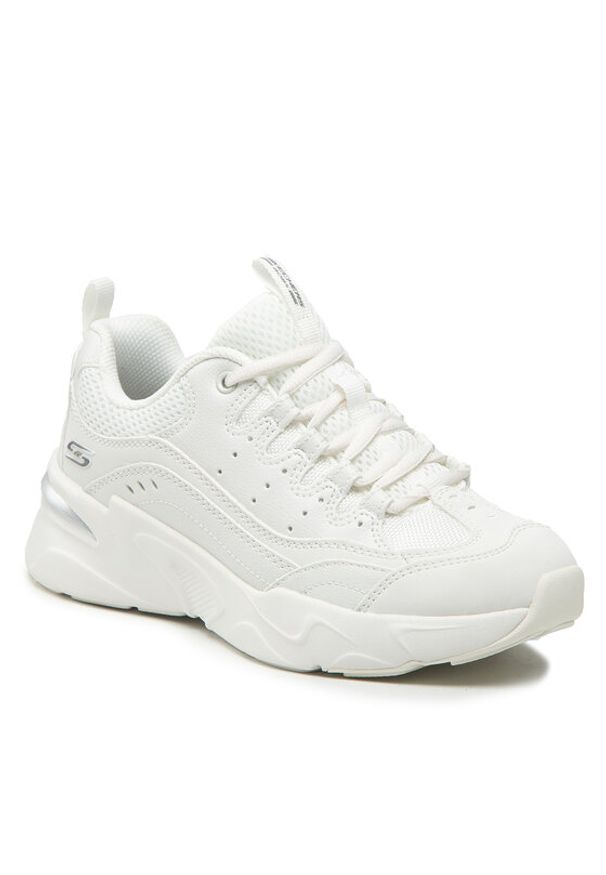 skechers - Skechers Sneakersy Star Strikez 117355/OFWT Biały. Kolor: biały. Materiał: skóra