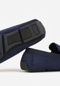 Born2be - Granatowe Półbuty Mokasyny z Imitacji Zamszu Sewelka. Okazja: na co dzień. Kolor: niebieski. Materiał: zamsz. Styl: klasyczny, casual, elegancki #2