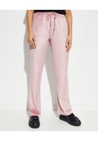 MONCLER - Różowe spodnie dresowe. Kolor: różowy, wielokolorowy, fioletowy. Materiał: dresówka