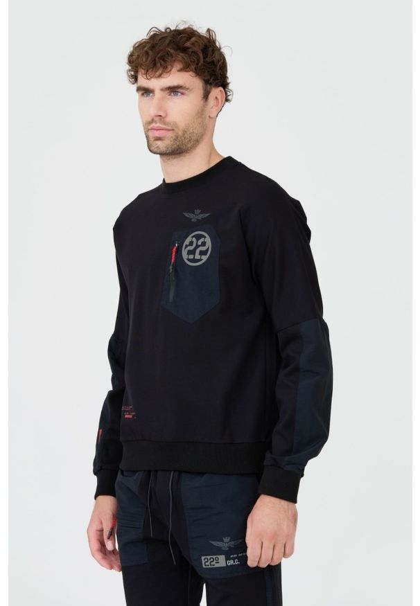 Aeronautica Militare - AERONAUTICA MILITARE Czarna męska bluza, Rozmiar 3XL. Kolor: czarny