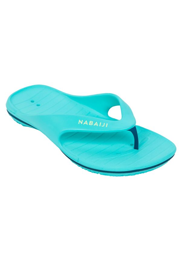 NABAIJI - Japonki basenowe damskie Nabaiji 500. Kolor: niebieski, wielokolorowy, turkusowy, zielony. Wzór: gładki