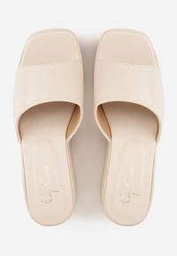 Renee - Beżowe Chunky Klapki na Koturnie i Platformie z Kwadratowym Noskiem Magass. Kolor: beżowy. Sezon: lato. Obcas: na koturnie. Styl: wakacyjny #2