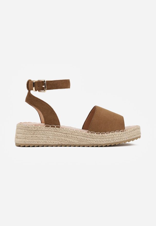 Born2be - Ciemnozielone Sandały VICES z Imitacji Zamszu na Niskim Koturnie z Plecionki Miralyn. Okazja: na co dzień, na imprezę. Zapięcie: pasek. Kolor: zielony. Materiał: zamsz. Sezon: lato. Obcas: na koturnie. Styl: elegancki, casual