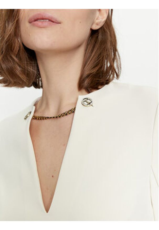 TwinSet - TWINSET Sukienka koktajlowa 241TP2292 Écru Straight Fit. Materiał: syntetyk. Styl: wizytowy