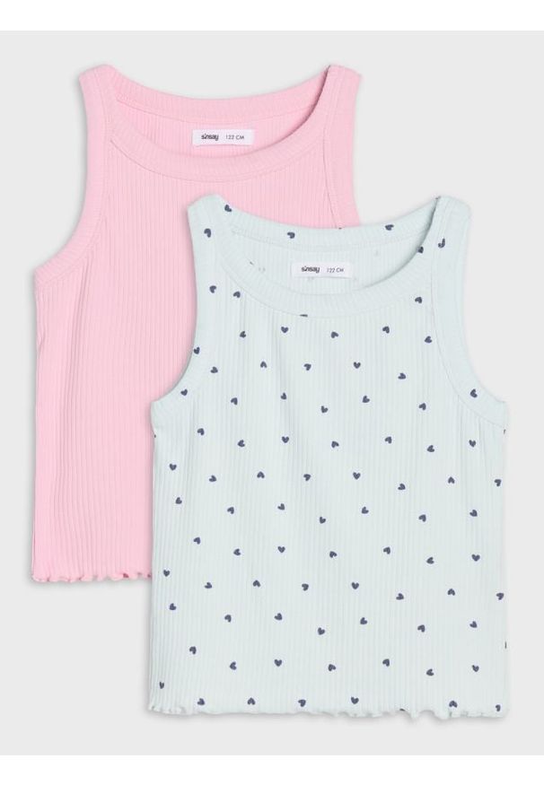 Sinsay - Koszulki z krótkim rękawem 2 pack - wielobarwny. Długość rękawa: krótki rękaw. Długość: krótkie