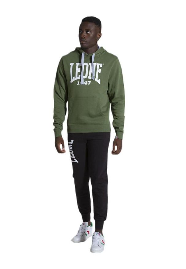 LEONE 1947 APPAREL - Męska bluza z kapturem Leone 1947 Apparel. Typ kołnierza: kaptur. Kolor: zielony. Materiał: tkanina. Sport: fitness
