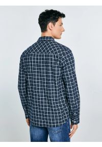 Big-Star - Koszula męska flanelowa w kratę granatowa Meridenisoni 403. Typ kołnierza: kołnierzyk klasyczny. Kolor: niebieski. Wzór: kratka. Styl: klasyczny #6