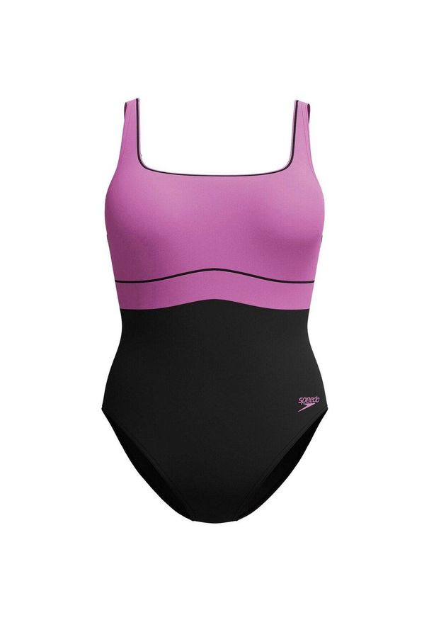 Damski kostium kąpielowy 1-częściowy Speedo Eco New Contour Eclipse. Kolor: czarny, wielokolorowy, fioletowy
