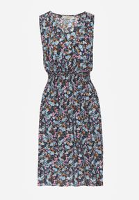 Born2be - Granatowa Sukienka Midi z Gumkami w Pasie i Kopertowym Dekoltem Feseti. Okazja: na co dzień. Typ kołnierza: dekolt kopertowy. Kolor: niebieski. Typ sukienki: kopertowe. Styl: casual, elegancki. Długość: midi #3