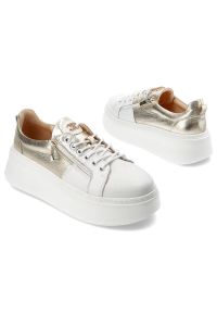 DAMISS - Białe Sneakersy Damiss Damskie Obuwie Ze Skóry Naturalnej. Kolor: biały. Materiał: skóra #7
