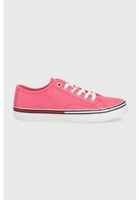 Tommy Jeans tenisówki damskie kolor różowy. Nosek buta: okrągły. Zapięcie: sznurówki. Kolor: różowy. Materiał: guma, bawełna