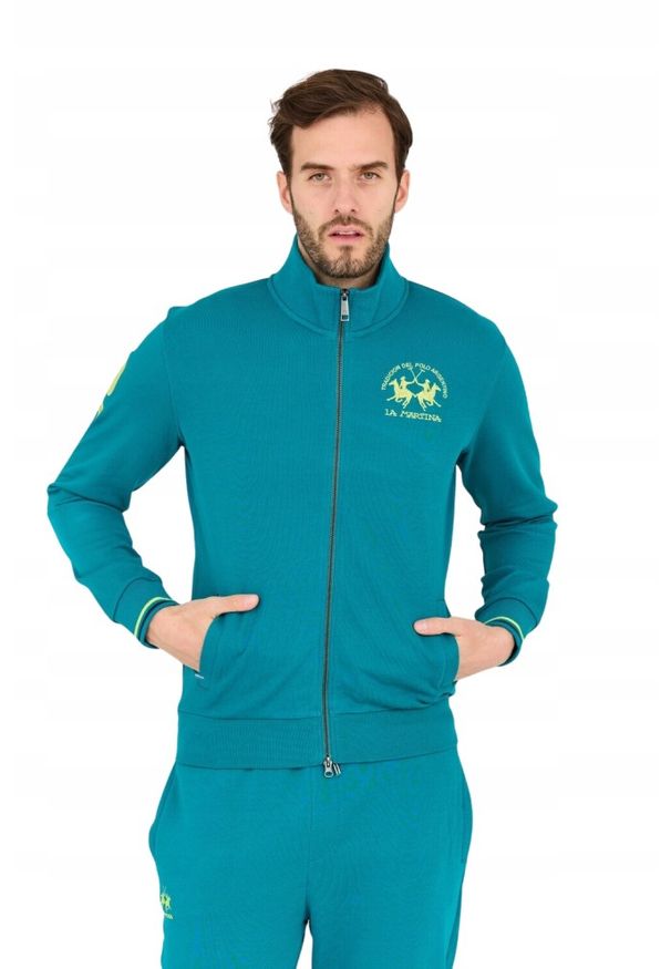 La Martina - LA MARTINA Turkusowa bluza męska na zamek. Kolor: zielony