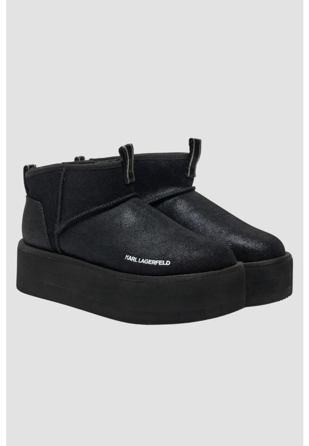 Karl Lagerfeld - KARL LAGERFELD Czarne botki zamszowe THERMO Lo Slip On Boot, Rozmiar 37. Zapięcie: bez zapięcia. Kolor: czarny. Materiał: zamsz