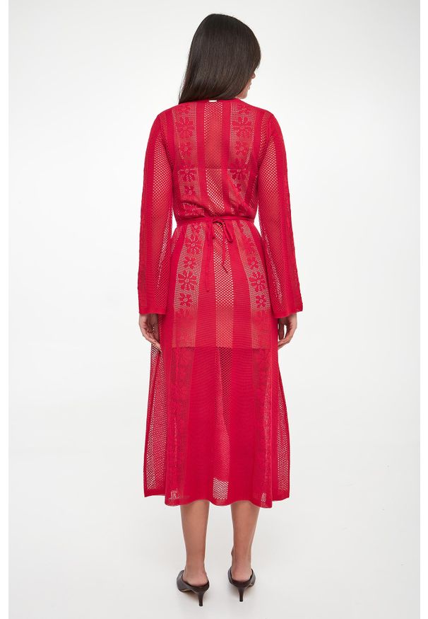 Twinset Milano - Sukienka ażurowa midi TWINSET. Wzór: ażurowy. Długość: midi