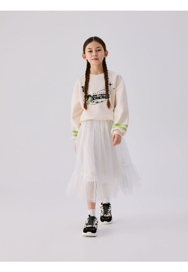 Reserved - Tiulowa spódnica z kokardkami - złamana biel. Materiał: tiul