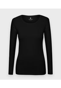 MegaKoszulki - Damska koszulka z długim rękawem (bez nadruku, gładka) - czarna. Kolor: czarny. Materiał: bawełna. Długość rękawa: długi rękaw. Długość: długie. Wzór: gładki #1