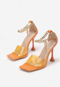 Born2be - Pomarańczowe Sandały Chionyle. Nosek buta: otwarty. Zapięcie: pasek. Kolor: pomarańczowy. Materiał: guma. Obcas: na obcasie. Wysokość obcasa: wysoki #4