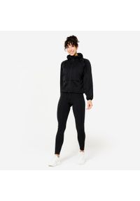 DOMYOS - Bluza na zamek damska Domyos fitness. Kolor: czarny. Materiał: materiał, poliester. Sport: fitness