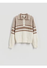 Reserved - Sweter z kołnierzykiem - złamana biel. Materiał: wełna, dzianina