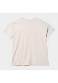 outhorn - T-shirt oversize z haftem damski - kremowy. Okazja: na co dzień. Kolor: kremowy. Materiał: bawełna, dzianina. Wzór: haft. Styl: casual #7