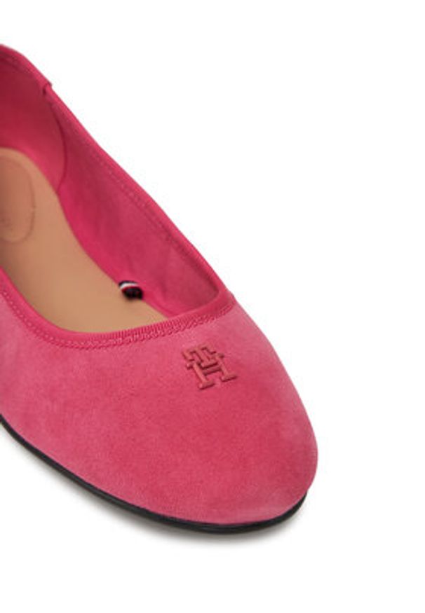 TOMMY HILFIGER - Tommy Hilfiger Baleriny Th Hardware Suede Ballerina FW0FW08655 Różowy. Kolor: różowy. Materiał: zamsz, skóra