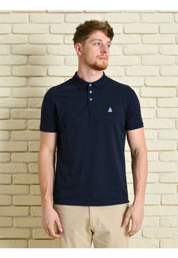 Sinsay - Bawełniana koszulka polo - granatowy. Typ kołnierza: polo. Kolor: niebieski. Materiał: bawełna