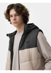 4f - Bezrękawnik puchowy z wypełnieniem syntetycznym męski. Kolor: beżowy. Materiał: syntetyk, puch. Długość rękawa: bez rękawów #2