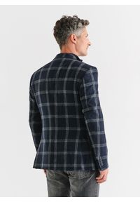 Pako Lorente - PAKO LORENTE – Granatowa marynarka casual w jasną kratkę. Okazja: na co dzień. Kolor: niebieski. Materiał: poliester, wełna, elastan. Wzór: kratka. Styl: casual #6