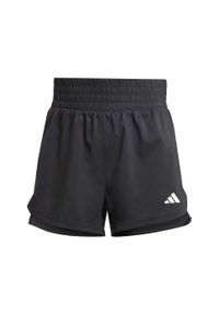 Adidas - Szorty Pacer Training 3-Stripes Woven High-Rise. Kolor: biały, wielokolorowy, czarny. Materiał: materiał