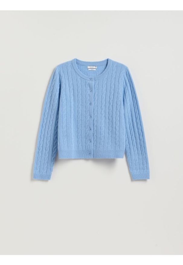 Reserved - Wełniany kardigan - jasnoniebieski. Kolor: niebieski. Materiał: wełna