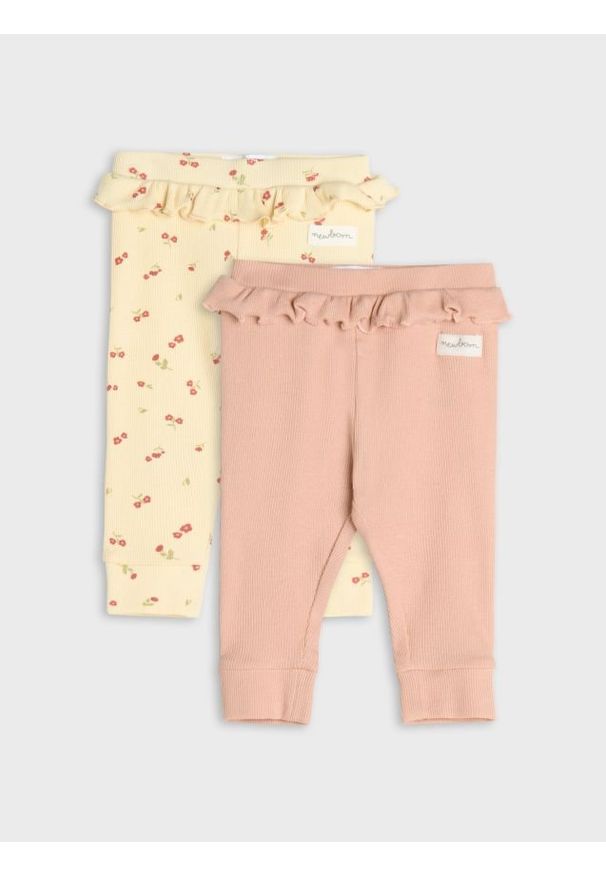 Sinsay - Legginsy 2 pack - różowy. Kolor: różowy. Materiał: prążkowany, dzianina, materiał