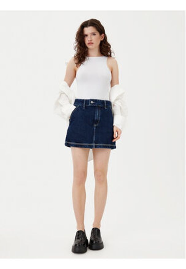 Hugo - HUGO Spódnica jeansowa mini 50531831 Granatowy Regular Fit. Kolor: niebieski. Materiał: bawełna
