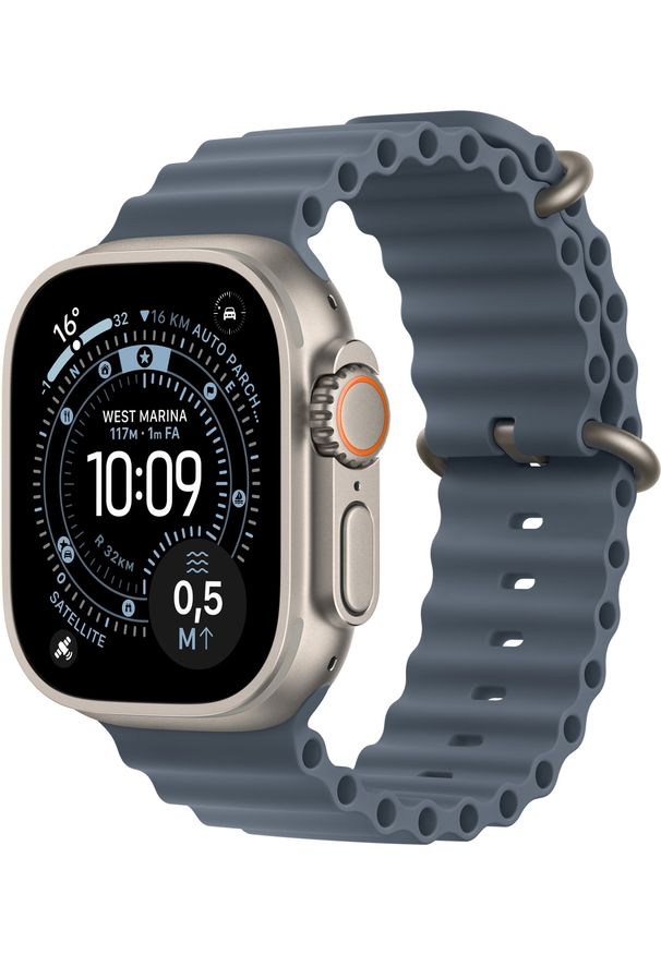 APPLE - Apple Watch Ultra 3 GPS + Cellular 49mm Natural Titanium Case with Anchor Blue Ocean Band