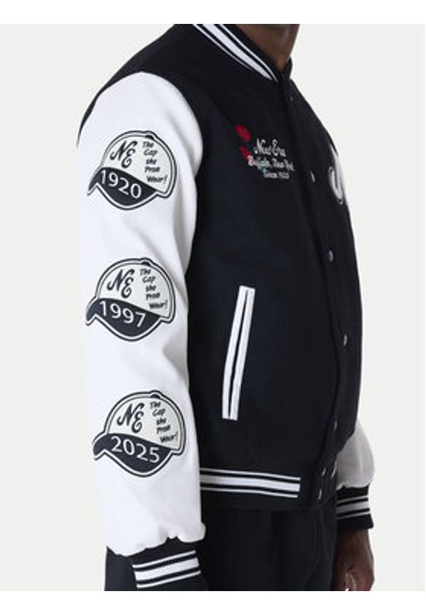 New Era Kurtka bomber Essential Black Varsity 60596264 Czarny Regular Fit. Kolor: czarny. Materiał: wełna