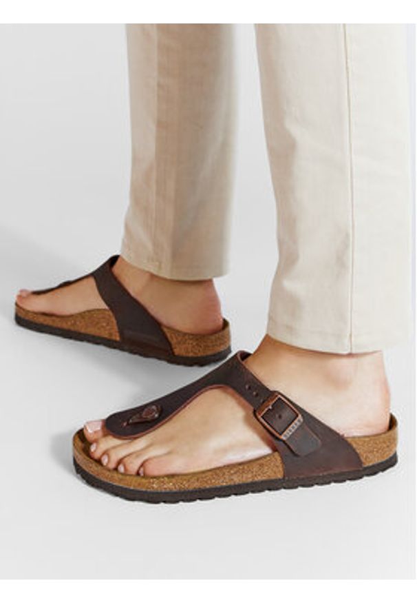 Birkenstock Japonki Gizeh Bs 0743833 Brązowy. Kolor: brązowy. Materiał: skóra