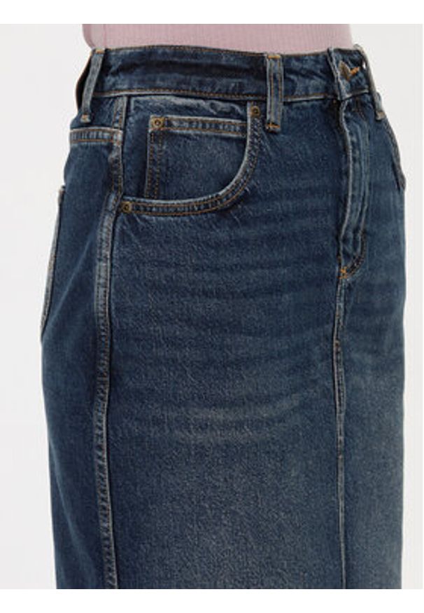 Lee Spódnica jeansowa 112355270 Granatowy Regular Fit. Kolor: niebieski. Materiał: bawełna