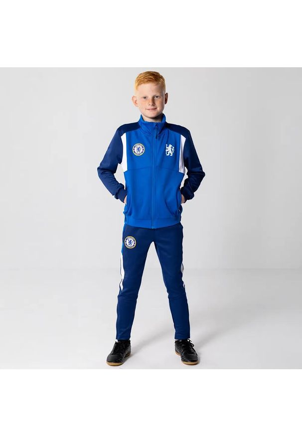 CHELSEA - Dres piłkarski dziecięcy Chelsea 23/24. Kolor: niebieski. Materiał: dresówka. Styl: sportowy