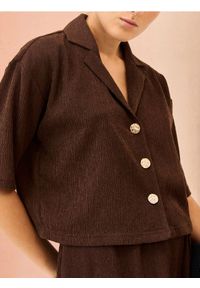Sinsay - Bluzka koszulowa z domieszką wiskozy - brązowy. Kolor: brązowy. Materiał: wiskoza