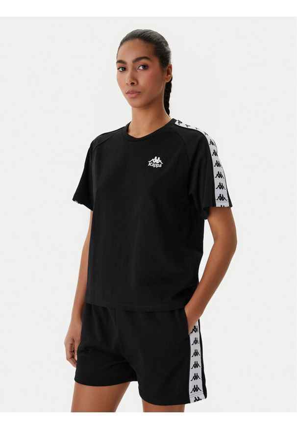 Kappa T-Shirt Banda Adi 371U6WW Czarny Regular Fit. Kolor: czarny. Materiał: bawełna