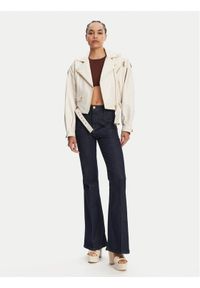 Just Cavalli Kurtka skórzana 78PAVP05 Biały Loose Fit. Kolor: biały. Materiał: skóra