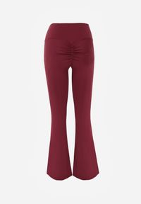 Born2be - Bordowe Legginsy Typu Dzwony z Wysokim Stanem Orralise. Okazja: na co dzień. Stan: podwyższony. Kolor: czerwony. Styl: casual #5