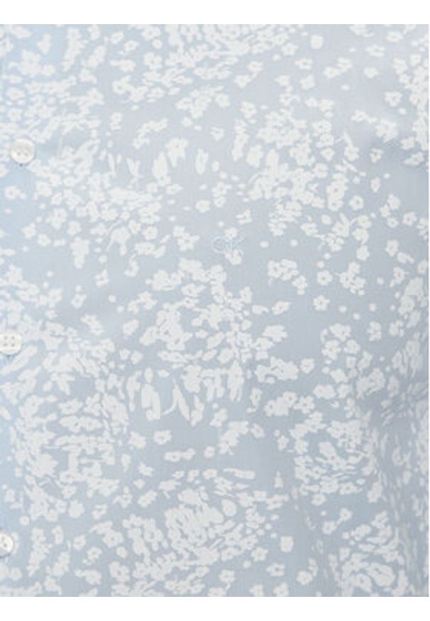Calvin Klein Koszula Floral Print K10K112610 Błękitny Slim Fit. Kolor: niebieski. Materiał: bawełna. Wzór: nadruk