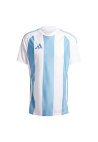 Adidas - Koszulka Striped 24. Kolor: biały, wielokolorowy, niebieski. Materiał: materiał. Sport: piłka nożna