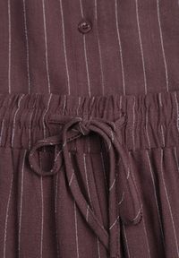 Renee - Brązowy Komplet z Wiskozy i Lnu w Delikatne Prążki Koszula i Spodnie Wide Leg Cliffesa. Kolor: brązowy. Materiał: len, wiskoza. Wzór: prążki #4